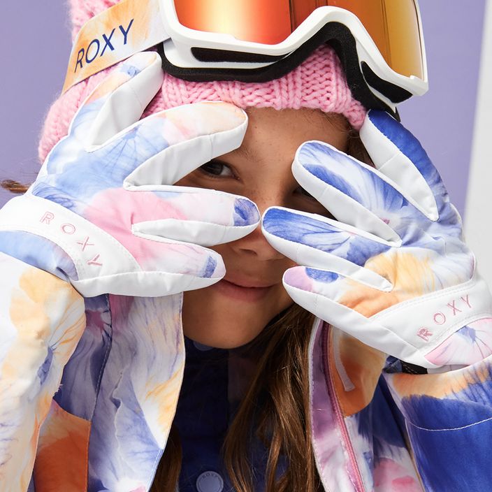 Detské rukavice na snowboard ROXY Jetty Girl bright white pansy rg 3