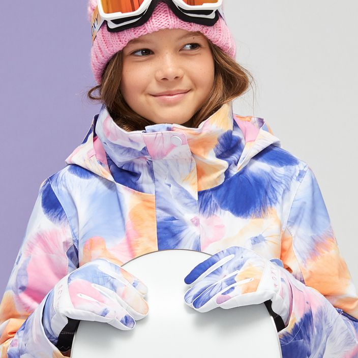 Detské rukavice na snowboard ROXY Jetty Girl bright white pansy rg 4