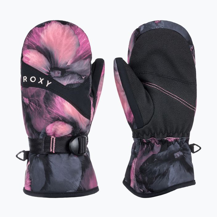 Detské snowboardové rukavice ROXY Jetty Mitt Girl true black pansy rg 5