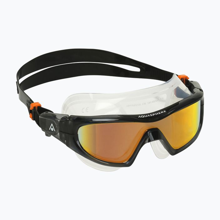 Plavecká maska Aquasphere Vista Pro tmavo šedá/čierna/zrkadlovo oranžová titanová MS5041201LMO 8