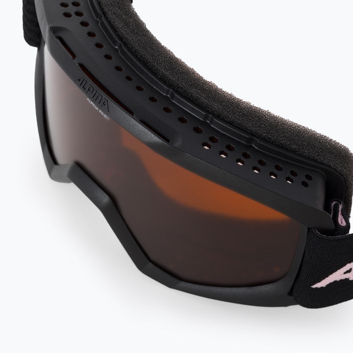 Detské lyžiarske okuliare Alpina Piney black/rose matt/orange 5
