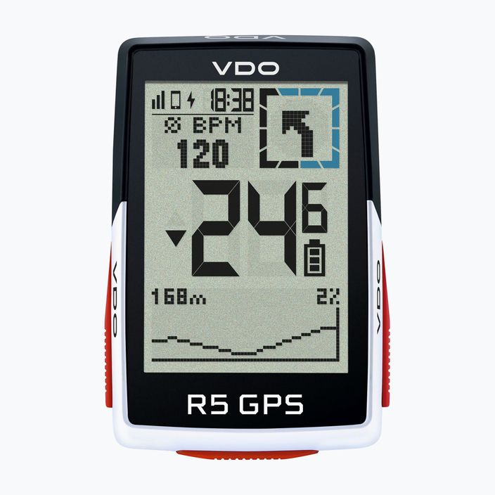 VDO R5 GPS Top Mount-Set počítadlo bicyklov čiernobiele 64051