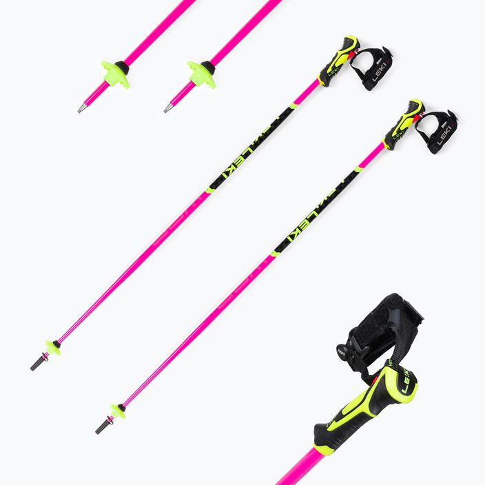 Detské lyžiarske palice LEKI WCR Lite SL 3D ružové 65265852100 7