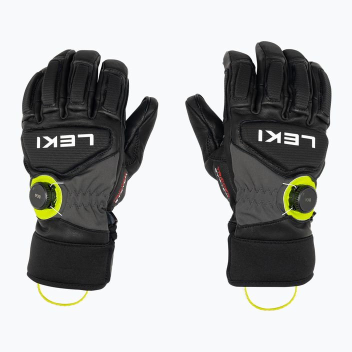 LEKI Griffin Tune 3D Boa pánske lyžiarske rukavice black/graphite/ice lemon 3