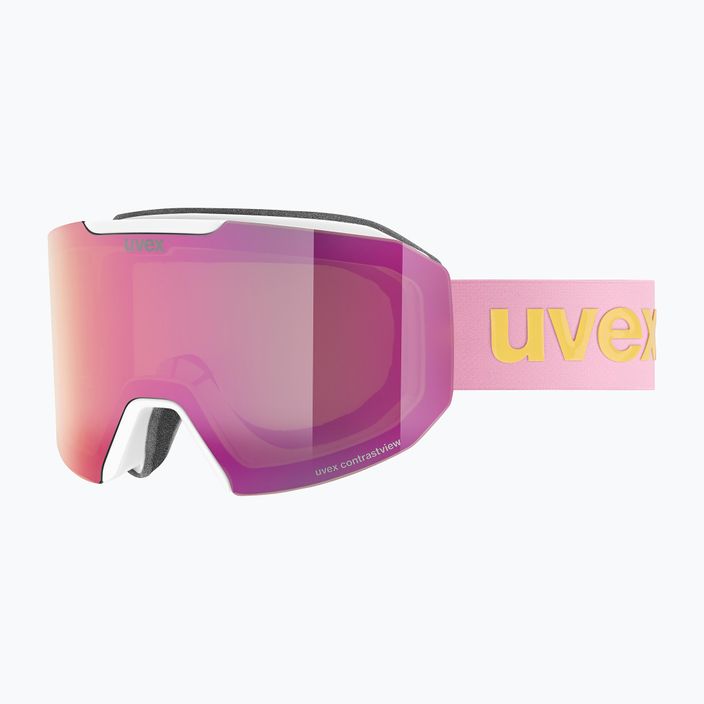 UVEX Evidnt Attract We CV S2 lyžiarske okuliare white matt/mirror rose/contr green/clear 6