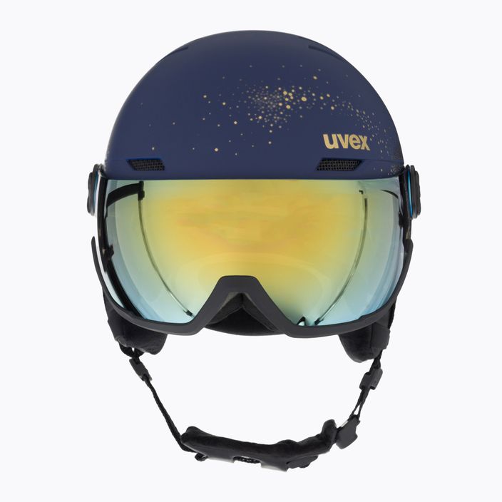 Dámska lyžiarska prilba UVEX Wanted Visor WE fleece sparkles/gold matt/mirror gold smoke 2