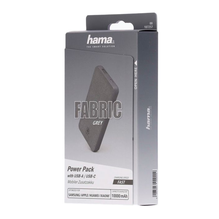 Hama Fabric 1 Power Pack 1 mAh sivá 187257 2