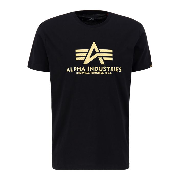 Alpha Industries pánske tričko Basic T Carbon black/gold 2