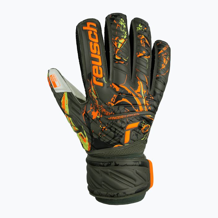 Reusch Attrakt Grip Finger Support Brankárske rukavice zeleno-oranžové 5371-5556 5