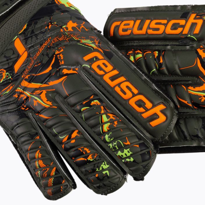 Reusch Attrakt Grip Finger Support Brankárske rukavice zeleno-oranžové 5371-5556 4