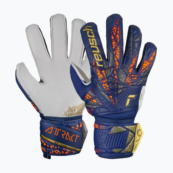 Detské brankárske rukavice Reusch Attrakt Grip Junior premium modro/zlaté