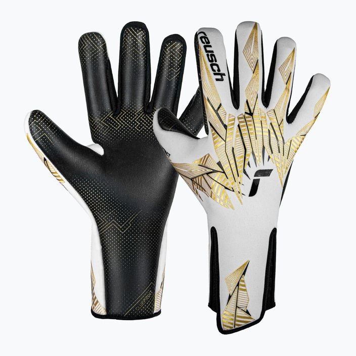Brankárske rukavice Reusch Pure Contact Gold X GluePrint Strapless biela/zlatá/čierna