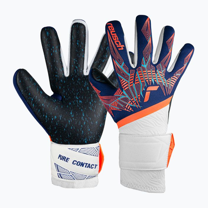 Detské brankárske rukavice Reusch Pure Contact Fusion Junior premium blue/electric orange/black