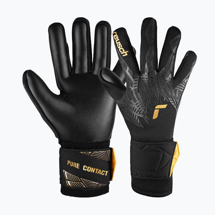 Detské brankárske rukavice Reusch Pure Contact Infinity Junior black/gold/black