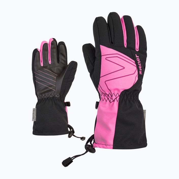 Detské lyžiarske rukavice ZIENER Laval AS AW vblack fuchsia pink