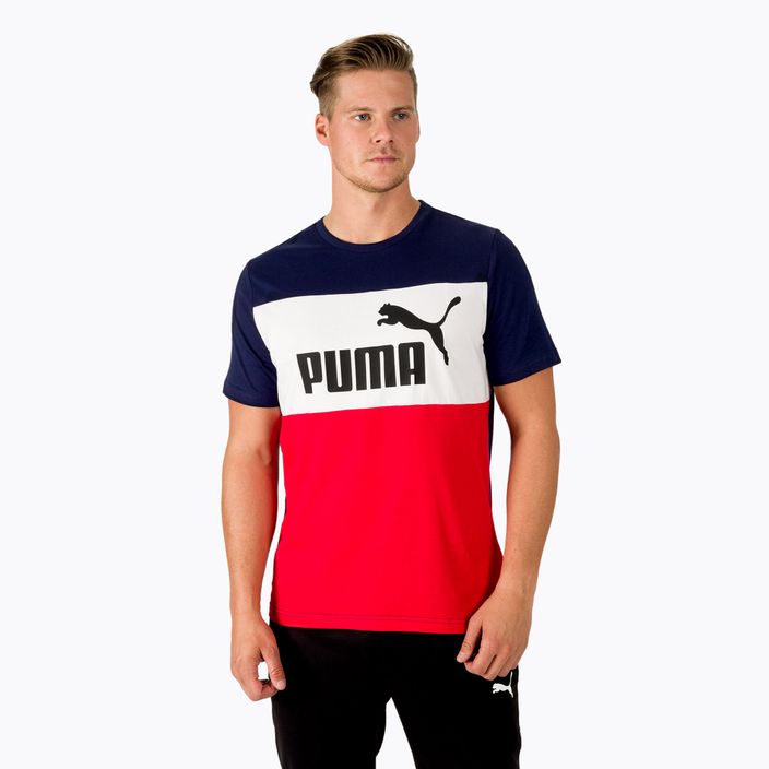 Pánske tréningové tričko PUMA ESS+ Colorblock Tee navy blue and red 848770 06