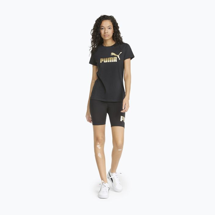 Dámske tričko PUMA ESS+ Metallic Logo Tee puma black/gold foll 2