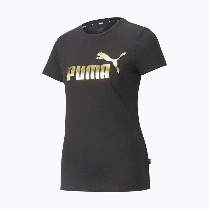 Dámske tričko PUMA ESS+ Metallic Logo Tee puma black/gold foll 4