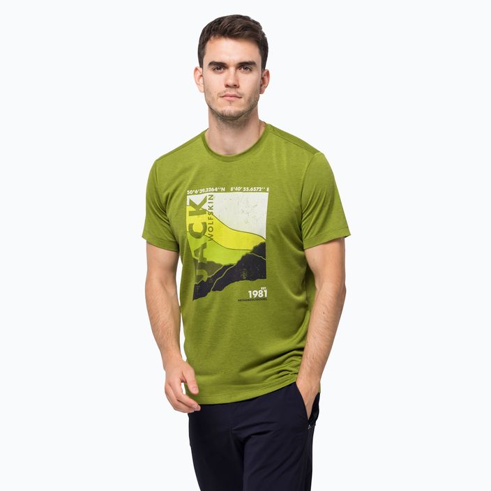 Pánske trekingové tričko Jack Wolfskin Crosstrail Graphic zelené 1801671_3017