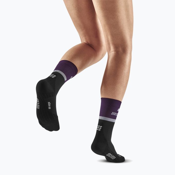 Dámske kompresné bežecké ponožky CEP 4.0 Mid Cut fialová/čierna 6