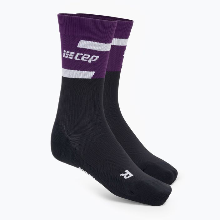 Dámske kompresné bežecké ponožky CEP 4.0 Mid Cut fialová/čierna