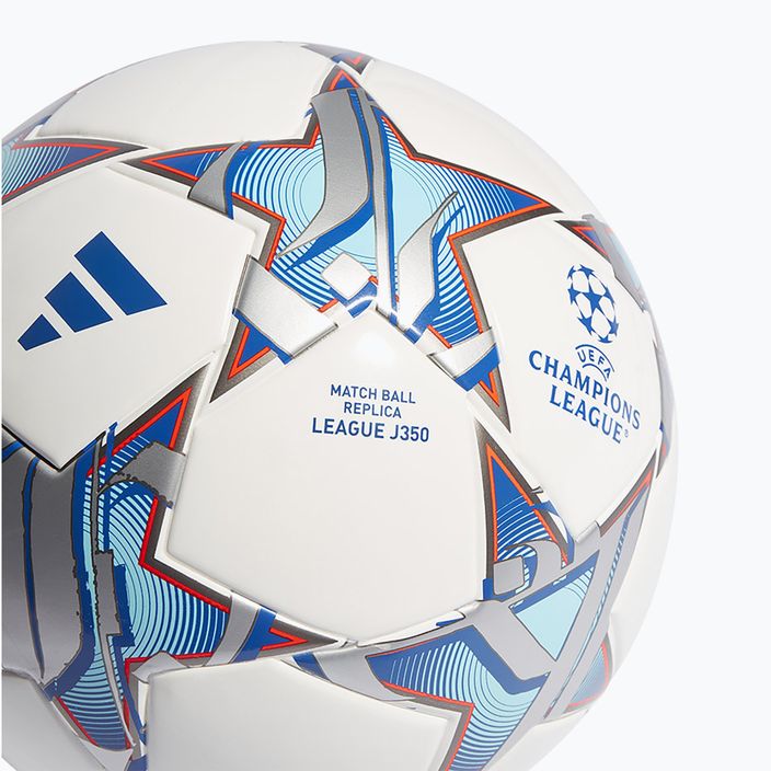 adidas UCL League 23/24 futbalová biela/strieborná metalíza/jasná azúrová/kráľovská modrá veľkosť 5 4