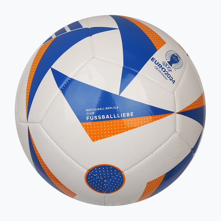 Futbalová lopta adidas Fussballiebe Club white/glow blue/lucky orange veľkosť 4 3