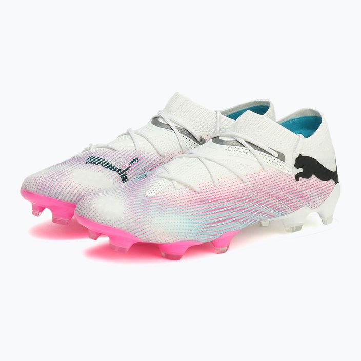 Futbalová obuv PUMA Future 7 Ultimate Low FG/AG white/black/poison pink/bright aqua/silver mist 10