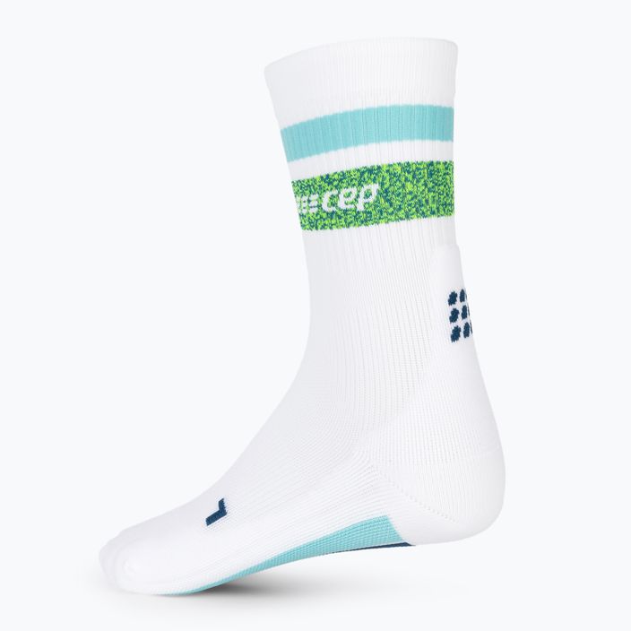 CEP Miami Vibes 80's pánske kompresné bežecké ponožky biele/zelené aqua 4