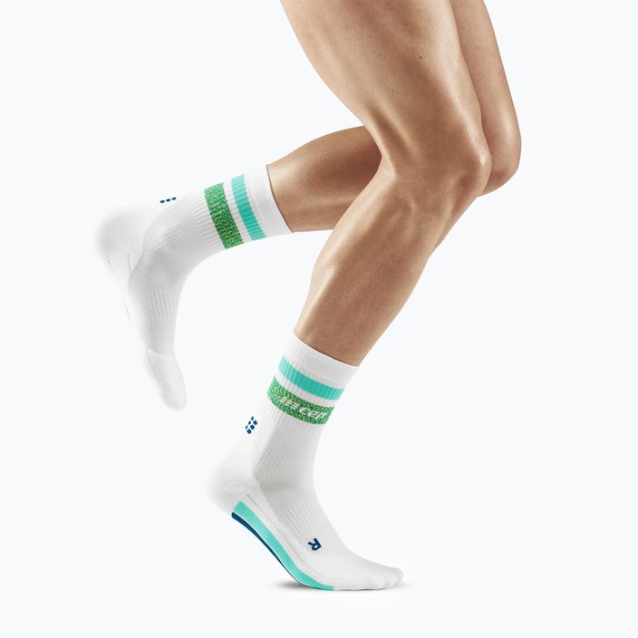 CEP Miami Vibes 80's pánske kompresné bežecké ponožky biele/zelené aqua 2