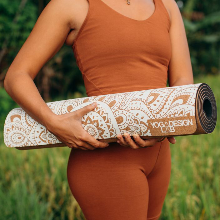 Yoga Design Lab Cork 3,5 mm hnedá podložka na jogu Mandala White 9
