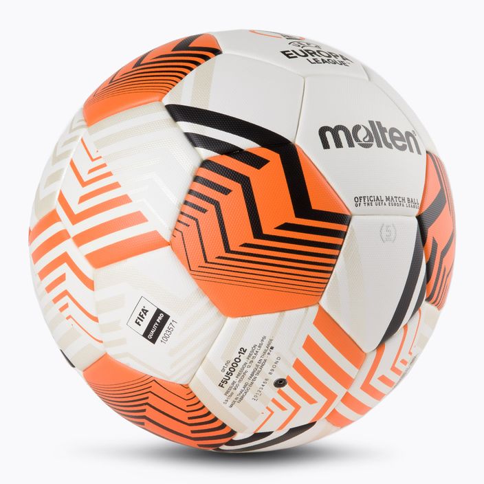 Molten UEFA Europa League 2021/22 bielo-oranžová futbalová lopta F5U5000-12 veľkosť 5 2
