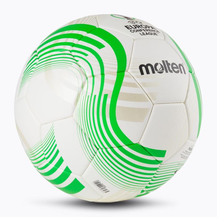 Molten oficiálne UEFA Conference League 2021/22 futbalové biele a zelené F5C5000 veľkosť 5 2