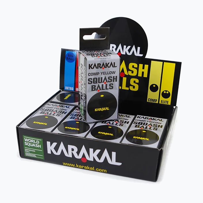 Squashové loptičky Karakal Comp Yellow Dot 12 ks čierne. 2