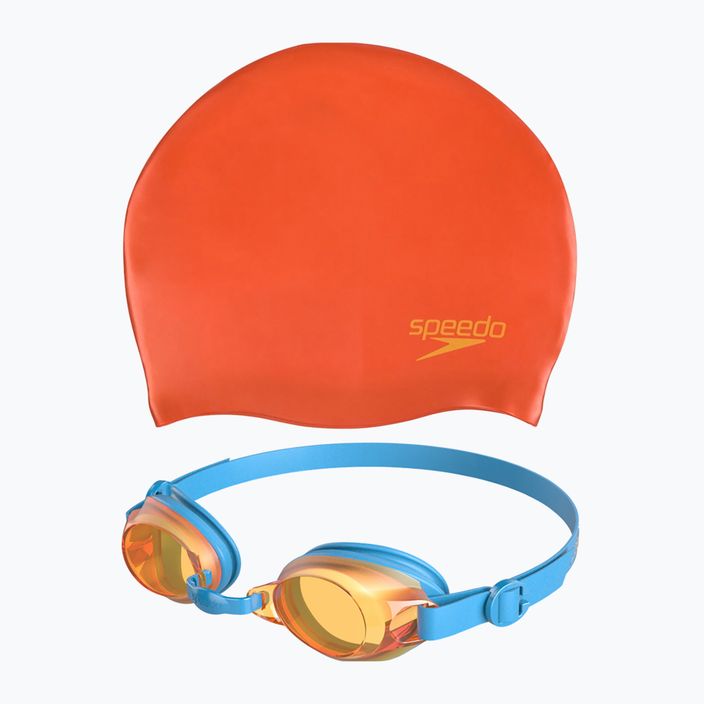 Detská plavecká súprava Speedo Jet V2 Čiapka na hlavu + oranžové/ružové plavecké okuliare Fluo 8