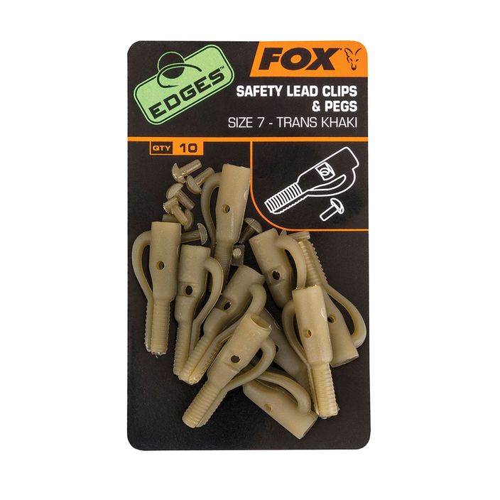 FOX Edges Secure Lead Clip + kolíky 10 ks Trans Khaki CAC477 2