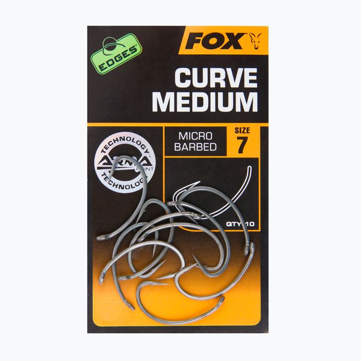 Kaprové háčiky Fox Edges Armapoint Curve Shank Medium sivá CHK203 2