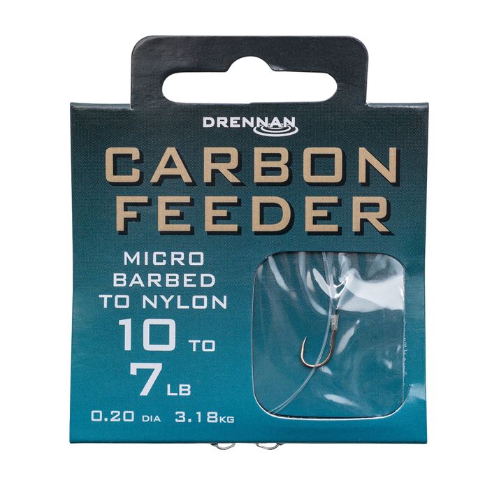 Drennan Carbon Feeder methode leader micro barbless hook + line 8 ks číry HNCFDM014 2