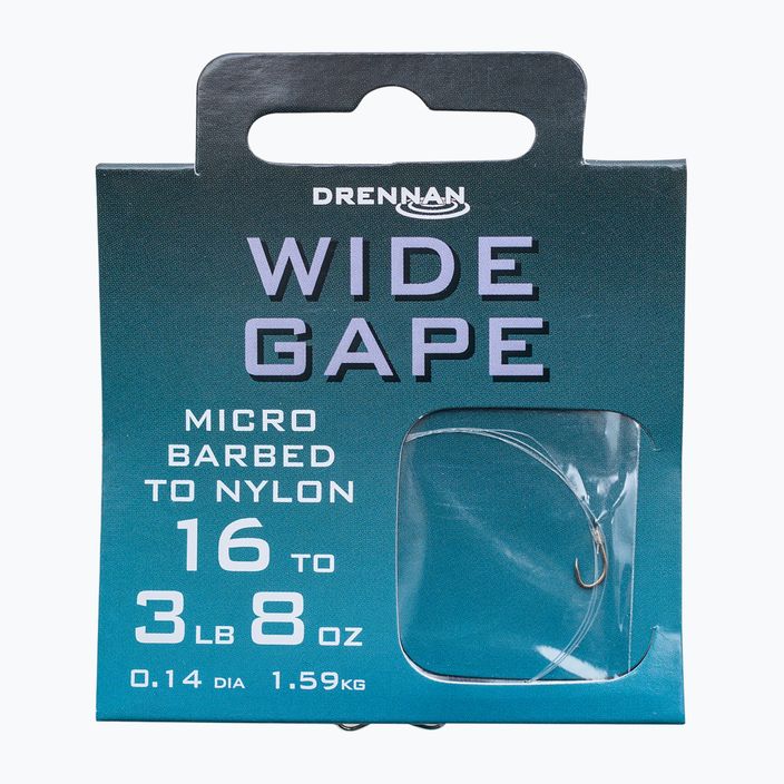 Drennan Wide Gape methode leader micro barbless hook + line 8 ks číry HNWDGM018