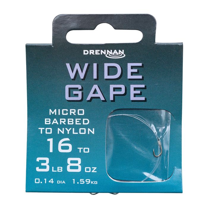 Drennan Wide Gape methode leader micro barbless hook + line 8 ks číry HNWDGM018 2