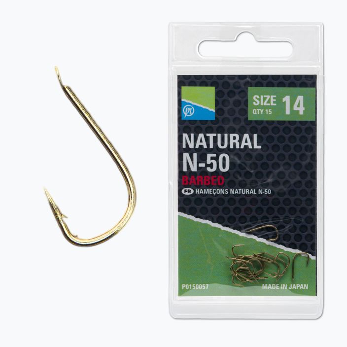 Preston Natural N-50 15-dielne zlaté rybárske háčiky P0150057