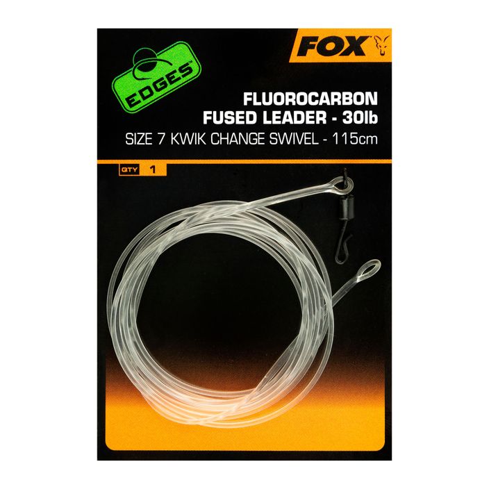 Fox Fluorocarbonový kaprový nadväzec Fused Leader 30 lb - Kwik Change Swivel 115 cm transparentný CAC717 2