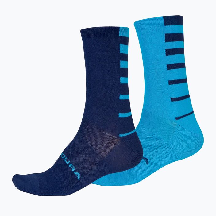 Pánske cyklistické ponožky Endura Coolmax Stripe 2-pack electric blue/navy