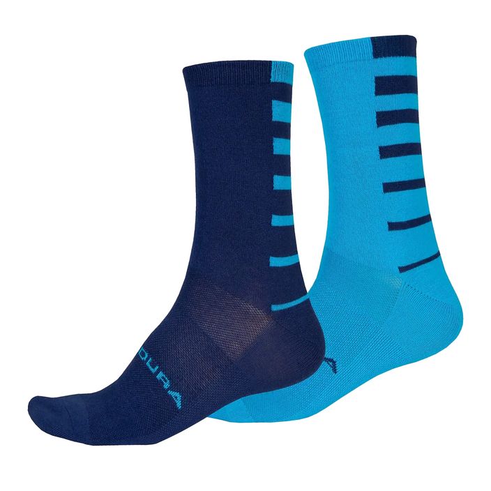 Pánske cyklistické ponožky Endura Coolmax Stripe 2-pack electric blue/navy 2