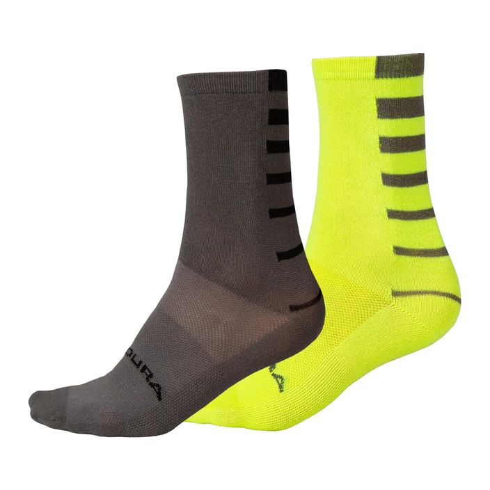Pánske cyklistické ponožky Endura Coolmax Stripe 2-pack hi-viz yellow/grey 2