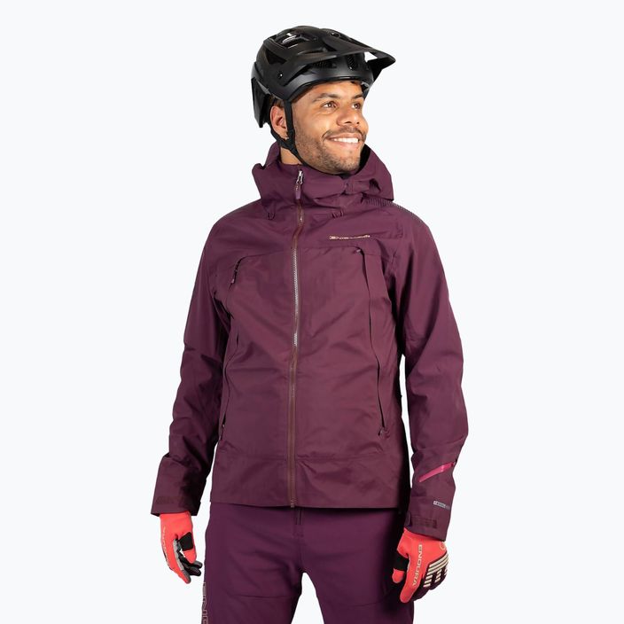 Pánska cyklistická bunda Endura MT500 Waterproof II aubergine