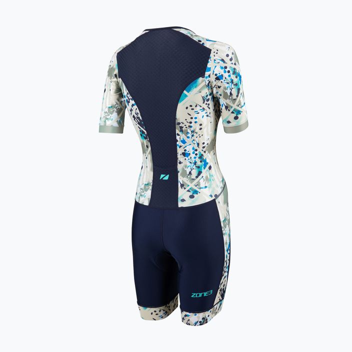 Dámsky triatlonový oblek ZONE3 Activate+ Short Sleeve Trisuit sand storm/navy/sand 2