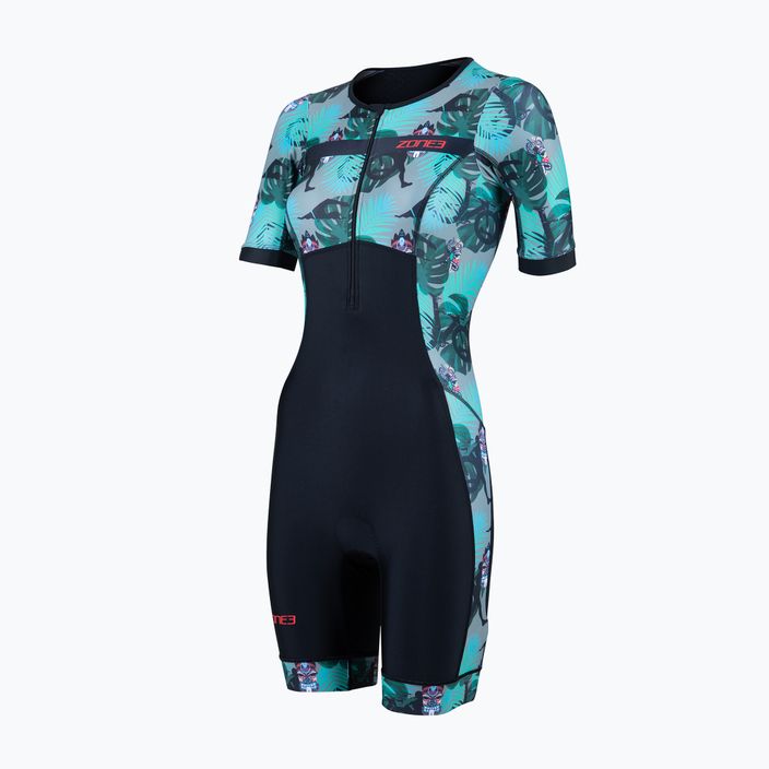 Dámsky triatlonový oblek ZONE3 Activate+ Short Sleeve Trisuit tribal rush/black/khaki