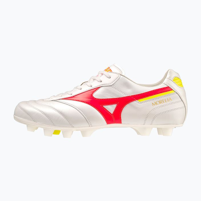 Pánske futbalové topánky Mizuno Morelia II Elite MD white/flery coral2/bolt2 9
