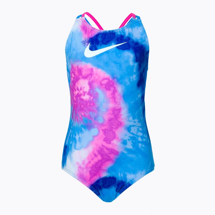 Detské jednodielne plavky Nike Tie Dye Spiderback modré NESSC719-458
